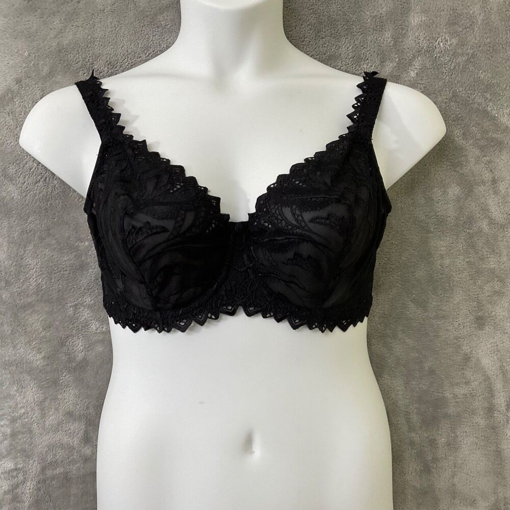 Bali 38D Black Lace Unlined Underwire Bra 3314 Sheer Mesh Feminine , Fairy